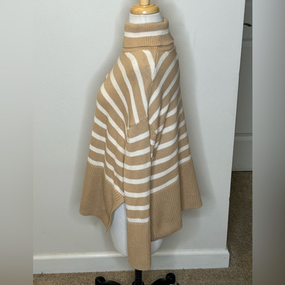 GAP Tan and White Striped Turtleneck Sweater Oversized Size S - Picture 5 of 8